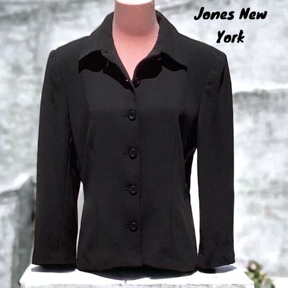 JONES NEW YORK COAT JACKET BLAZER BLACK SIZE 10 - Picture 1 of 7